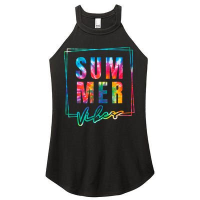 Summer Vibes Tie Dye Summer Vacation Women's Perfect Tri Rocker Tank