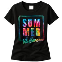 Summer Vibes Tie Dye Summer Vacation Womens T-Shirt