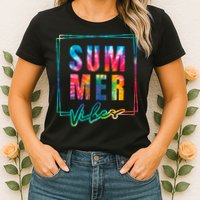 Summer Vibes Tie Dye Summer Vacation Womens T-Shirt
