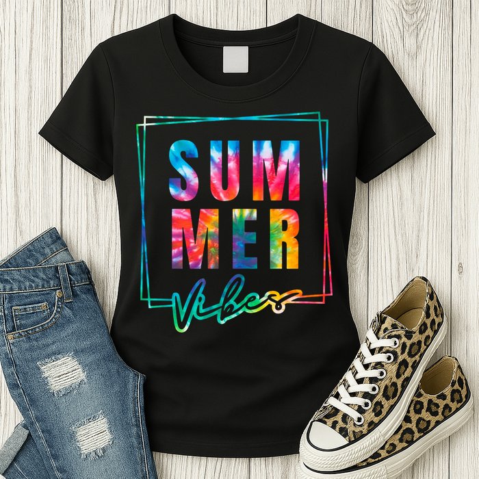 Summer Vibes Tie Dye Summer Vacation Womens T-Shirt