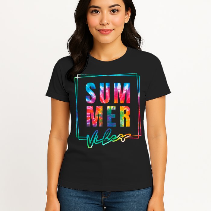 Summer Vibes Tie Dye Summer Vacation Womens T-Shirt