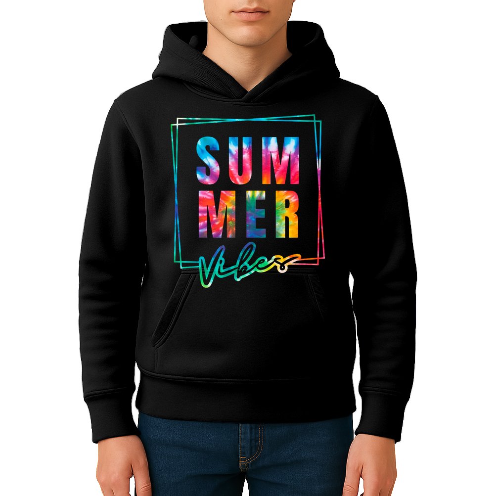 Summer Vibes Tie Dye Summer Vacation Kids Hoodie