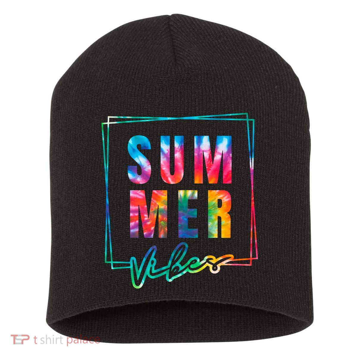 Summer Vibes Tie Dye Summer Vacation Short Acrylic Beanie