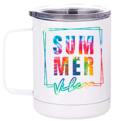 Summer Vibes Tie Dye Summer Vacation 12 oz Stainless Steel Tumbler Cup