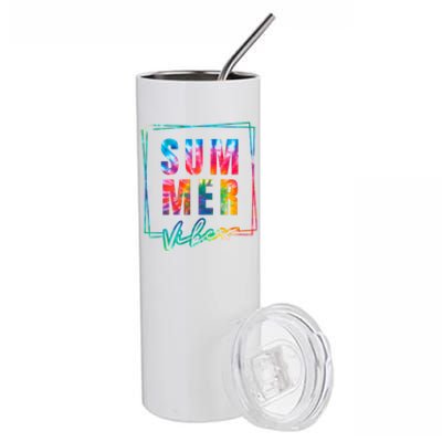 Summer Vibes Tie Dye Summer Vacation Stainless Steel Tumbler