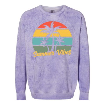 Summer Vibes Tropical Retro Sunset Colorblast Crewneck Sweatshirt