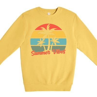 Summer Vibes Tropical Retro Sunset Premium Crewneck Sweatshirt