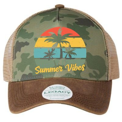 Summer Vibes Tropical Retro Sunset Legacy Tie Dye Trucker Hat