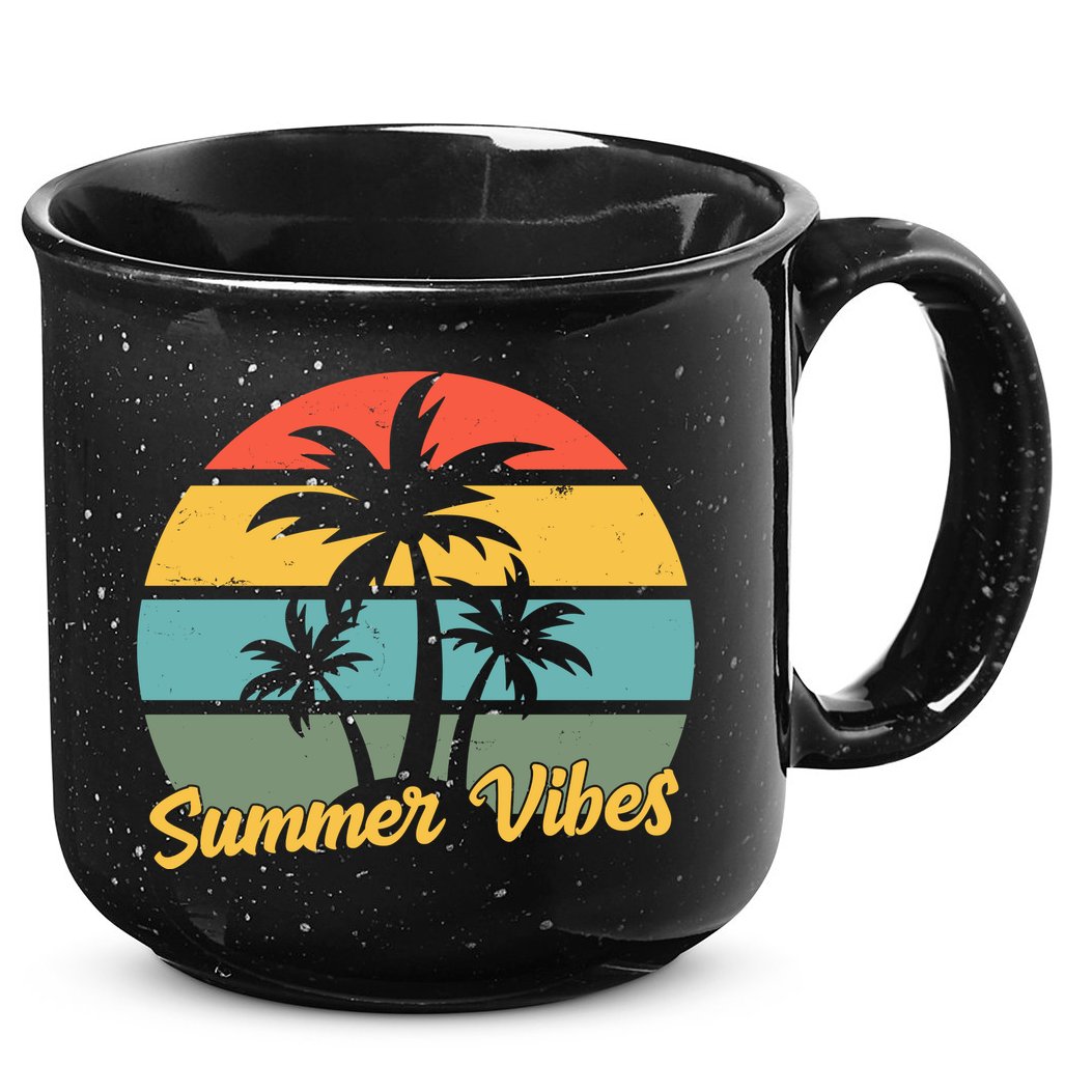 Summer Vibes Tropical Retro Sunset 15oz Campfire Ceramic Mug