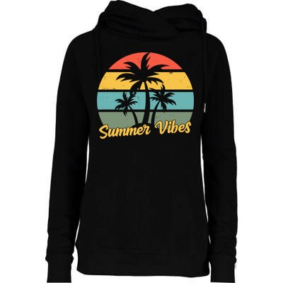 Summer Vibes Tropical Retro Sunset Womens Funnel Neck Pullover Hood