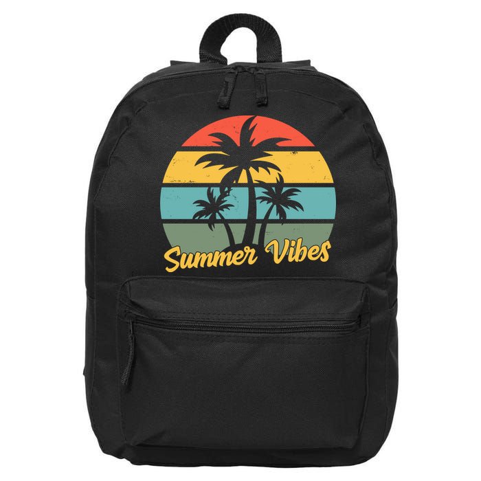 Summer Vibes Tropical Retro Sunset 16 in Basic Backpack