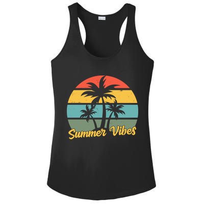 Summer Vibes Tropical Retro Sunset Ladies PosiCharge Competitor Racerback Tank