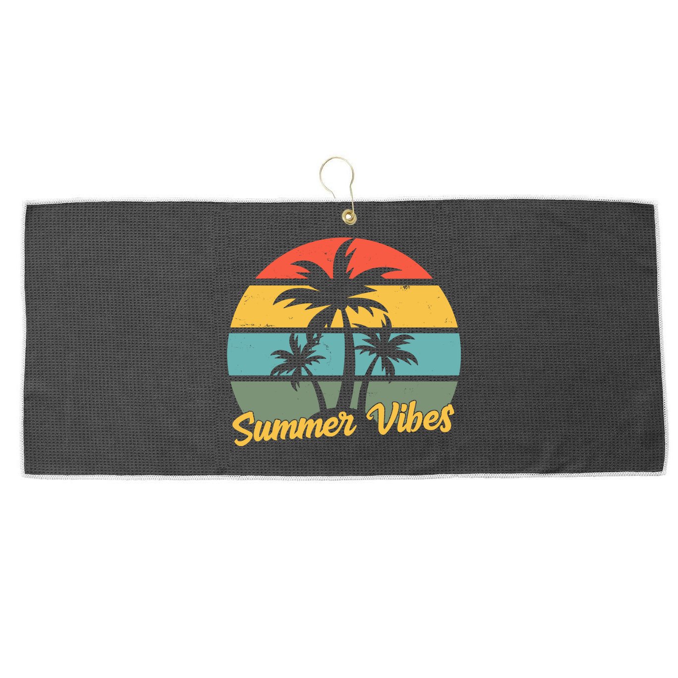 Summer Vibes Tropical Retro Sunset Large Microfiber Waffle Golf Towel
