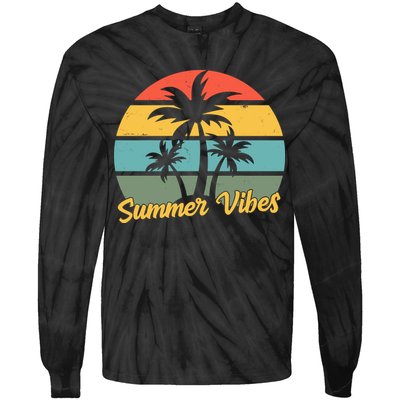 Summer Vibes Tropical Retro Sunset Tie-Dye Long Sleeve Shirt