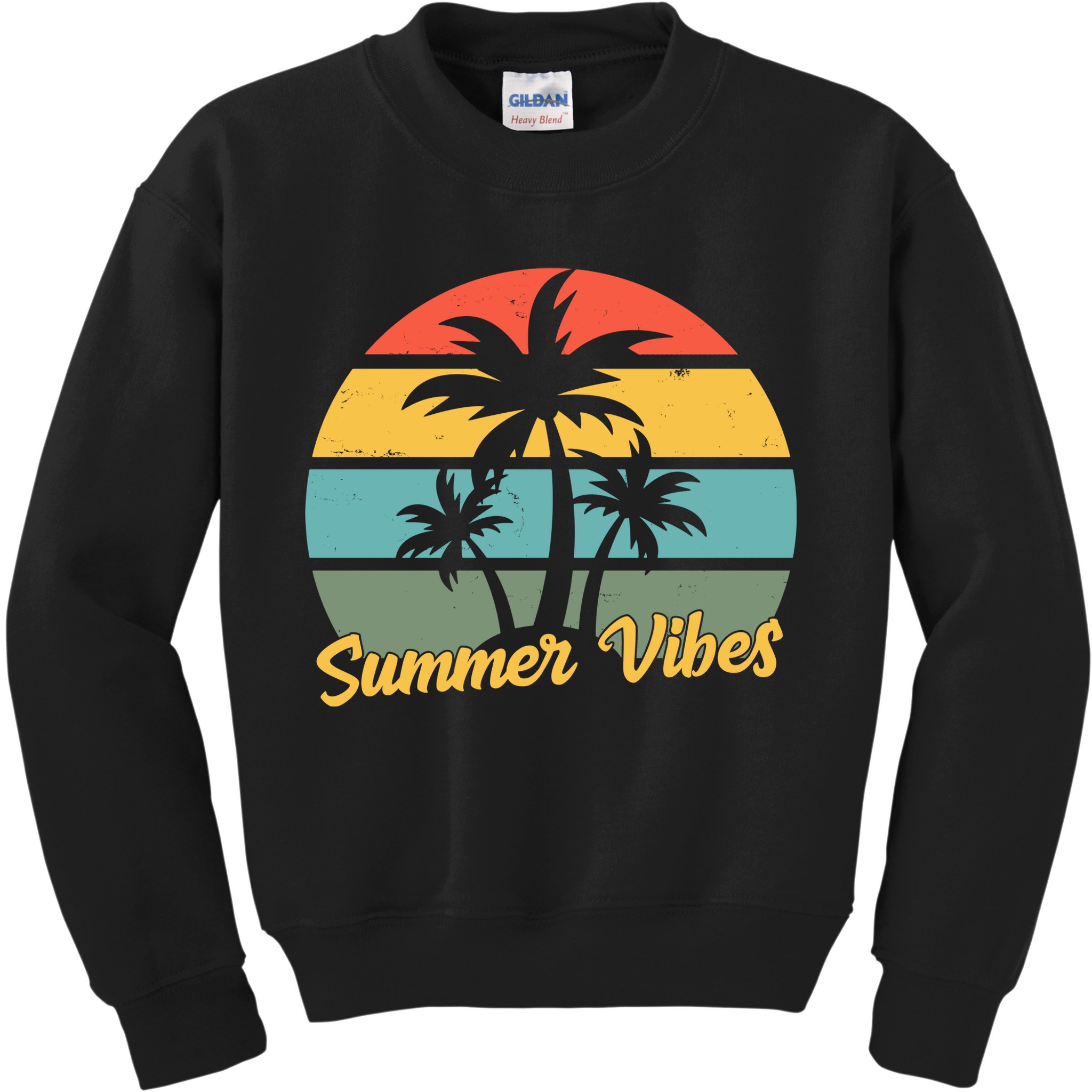 Summer Vibes Tropical Retro Sunset Kids Sweatshirt