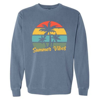 Summer Vibes Tropical Retro Sunset Garment-Dyed Sweatshirt