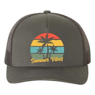 Summer Vibes Tropical Retro Sunset Yupoong Adult 5-Panel Trucker Hat