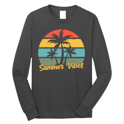 Summer Vibes Tropical Retro Sunset Long Sleeve Shirt