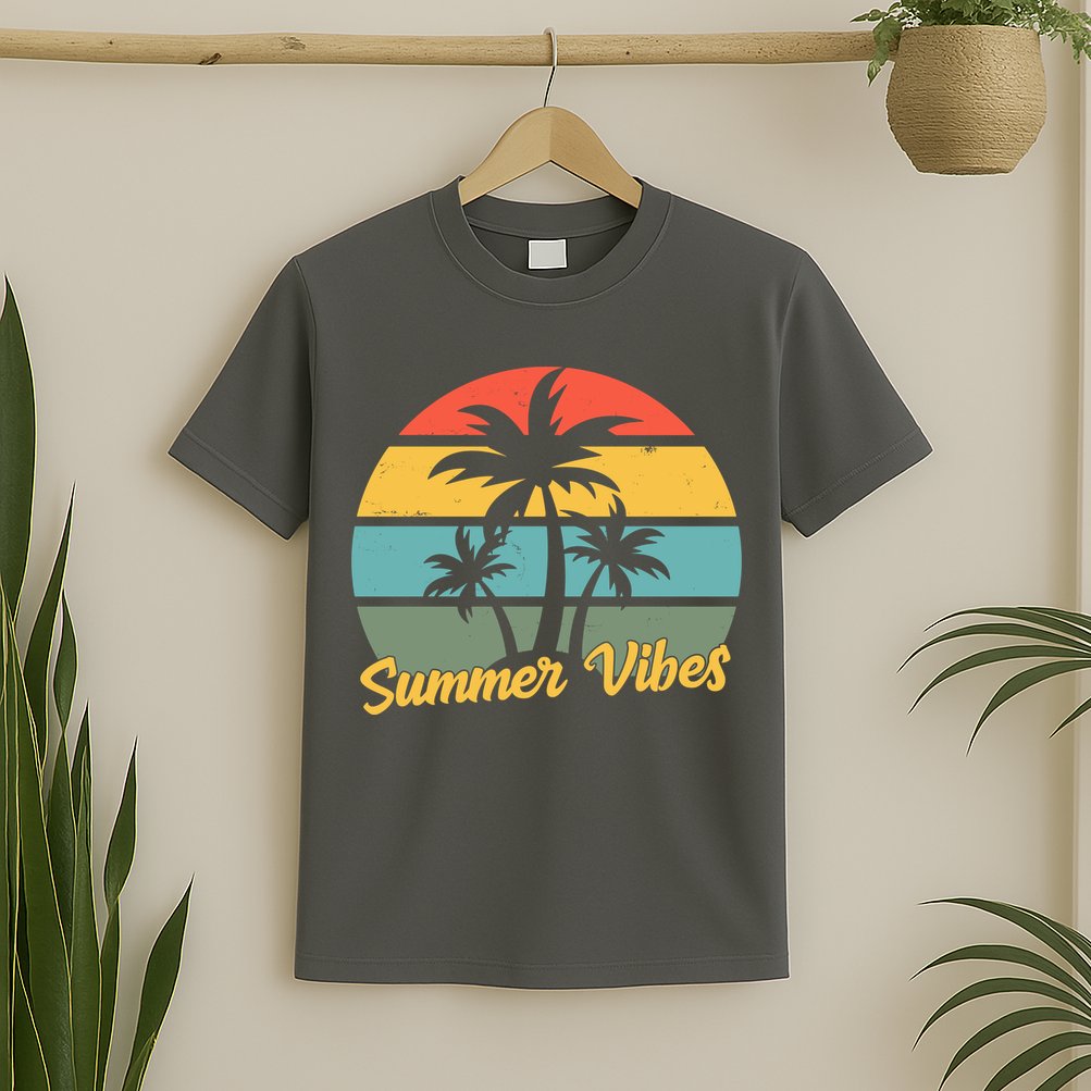 Summer Vibes Tropical Retro Sunset T-Shirt