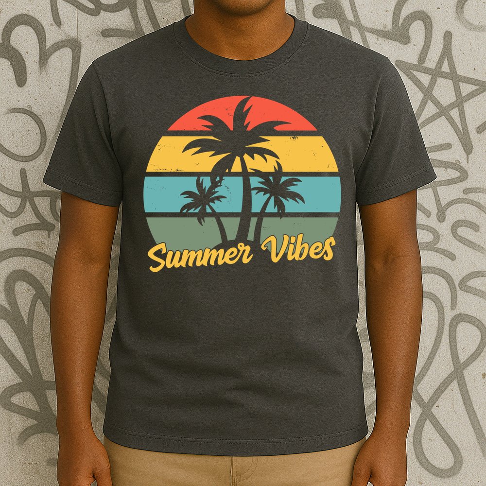 Summer Vibes Tropical Retro Sunset T-Shirt