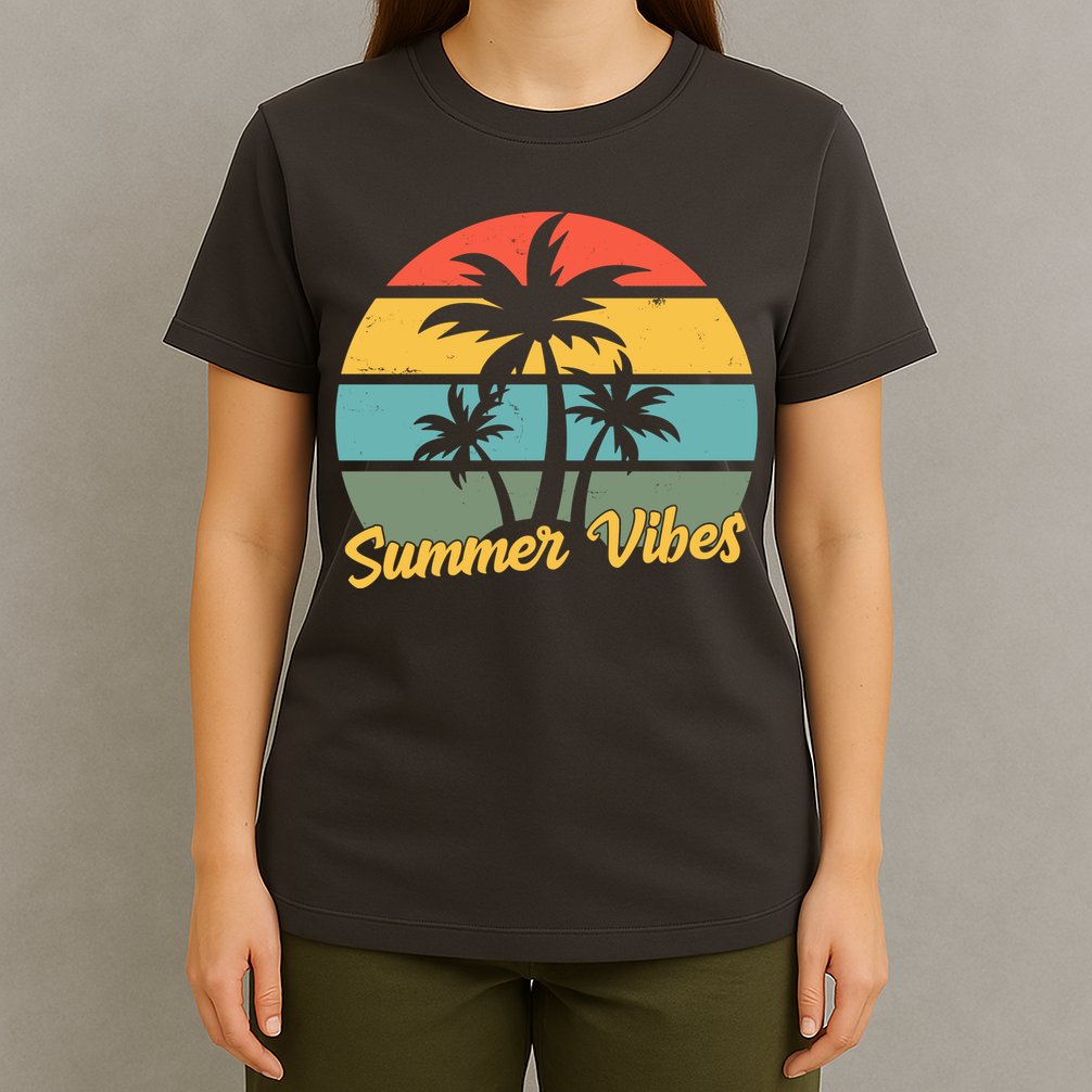 Summer Vibes Tropical Retro Sunset T-Shirt