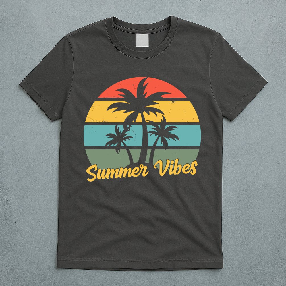 Summer Vibes Tropical Retro Sunset T-Shirt