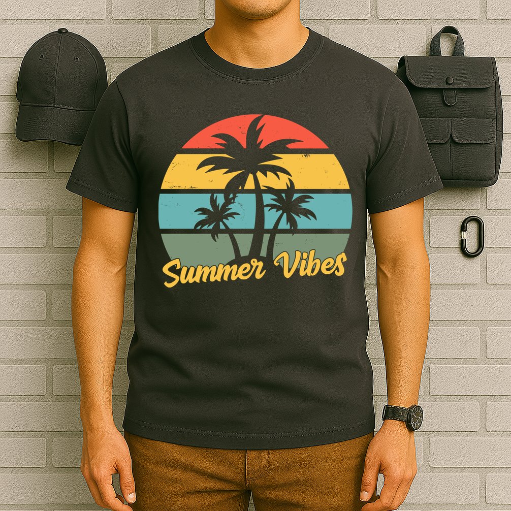 Summer Vibes Tropical Retro Sunset T-Shirt