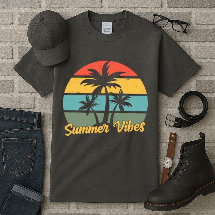 Summer Vibes Tropical Retro Sunset Tall T-Shirt