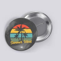 Summer Vibes Tropical Retro Sunset Button