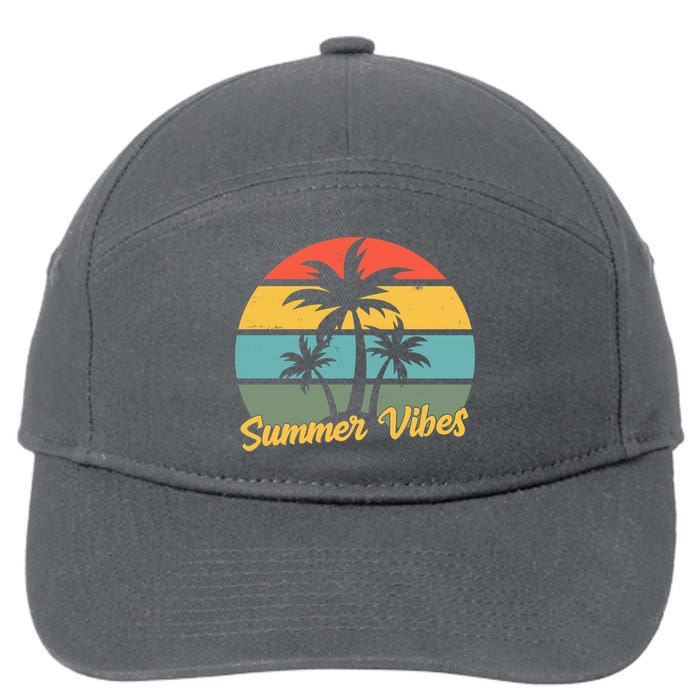 Summer Vibes Tropical Retro Sunset 7-Panel Snapback Hat
