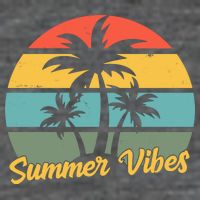 Summer Vibes Tropical Retro Sunset 7-Panel Snapback Hat