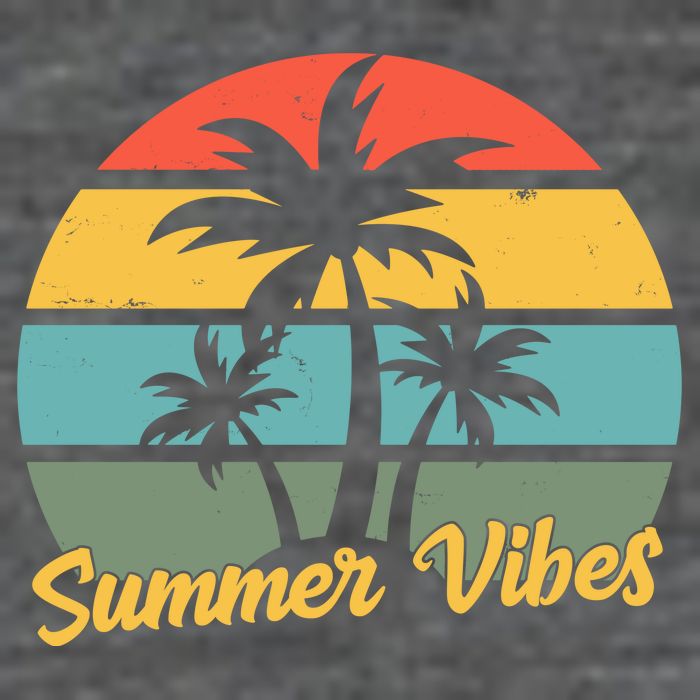 Summer Vibes Tropical Retro Sunset 7-Panel Snapback Hat
