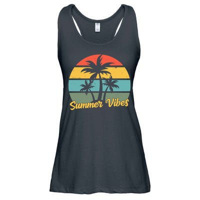 Summer Vibes Tropical Retro Sunset Ladies Essential Flowy Tank