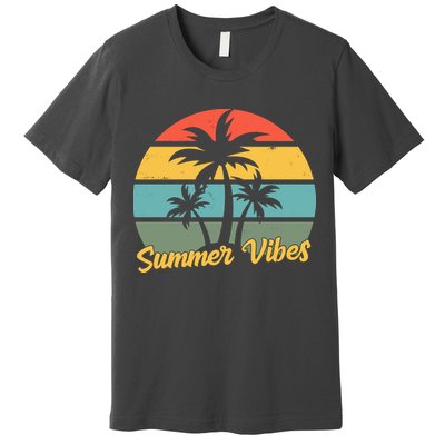 Summer Vibes Tropical Retro Sunset Premium T-Shirt