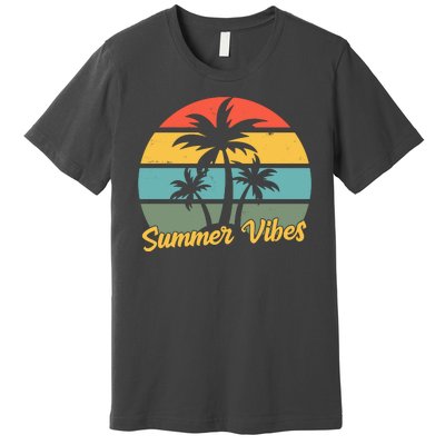 Summer Vibes Tropical Retro Sunset Premium T-Shirt