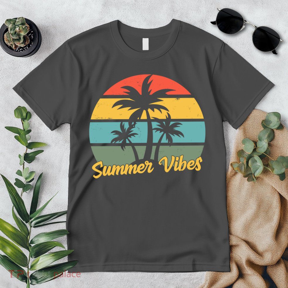 Summer Vibes Tropical Retro Sunset Premium T-Shirt