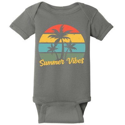 Summer Vibes Tropical Retro Sunset Baby Bodysuit