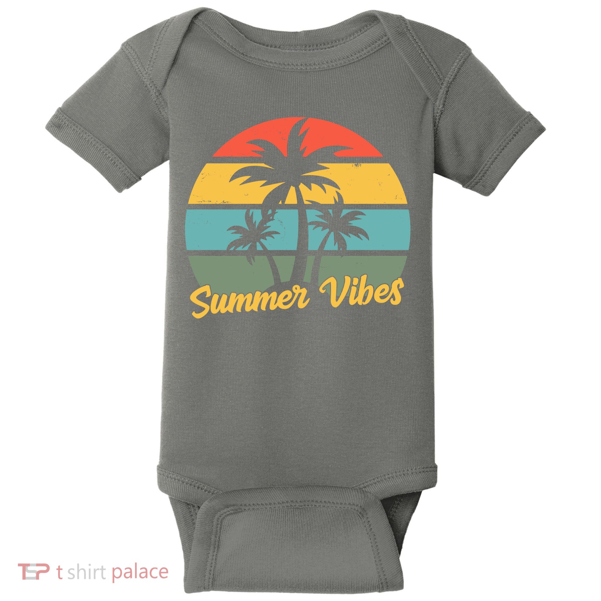 Summer Vibes Tropical Retro Sunset Baby Bodysuit