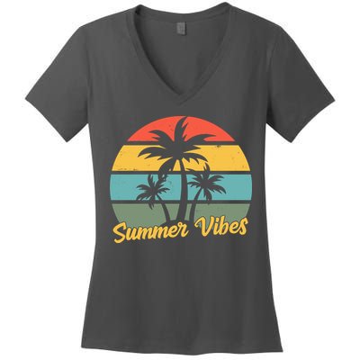 Summer Vibes Tropical Retro Sunset Women's V-Neck T-Shirt