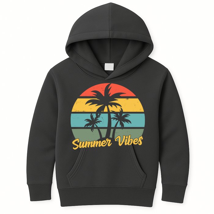 Summer Vibes Tropical Retro Sunset Kids Hoodie