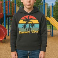Summer Vibes Tropical Retro Sunset Kids Hoodie