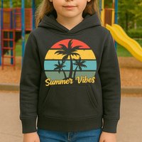 Summer Vibes Tropical Retro Sunset Kids Hoodie