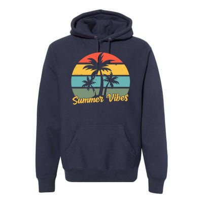 Summer Vibes Tropical Retro Sunset Premium Hoodie