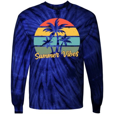 Summer Vibes Tropical Retro Sunset Tie-Dye Long Sleeve Shirt