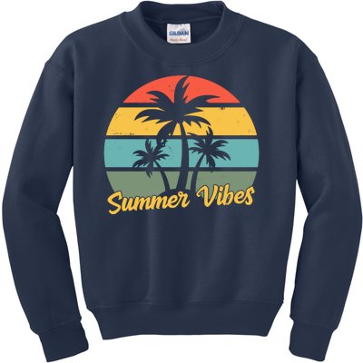 Summer Vibes Tropical Retro Sunset Kids Sweatshirt