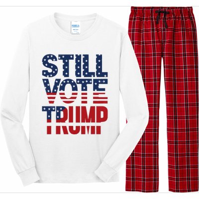 Still Voting Trump 2024 Patriotic American Flag Long Sleeve Pajama Set