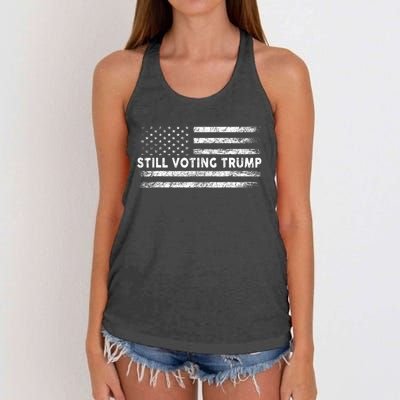 Still Voting Trump 2024 Patriotic American Flag Women's Knotted Racerback Tank