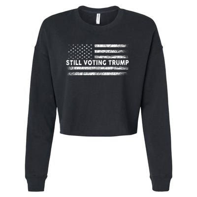 Still Voting Trump 2024 Patriotic American Flag Cropped Pullover Crew