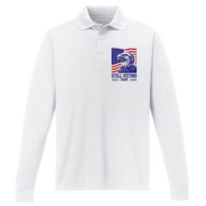 Still Voting Trump 2024 Patriotic Performance Long Sleeve Polo