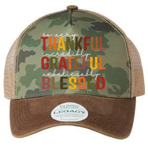 So Very Thankful Incredibly Grateful Unbelievably Blessed Thanksgiving Quote Legacy Tie Dye Trucker Hat